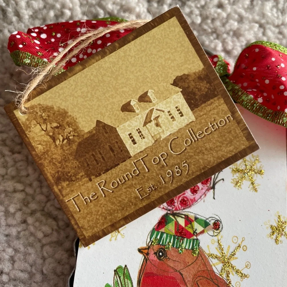 The Round Top Collection Holiday Birds Glitter Bow Mini Gallery Ornament